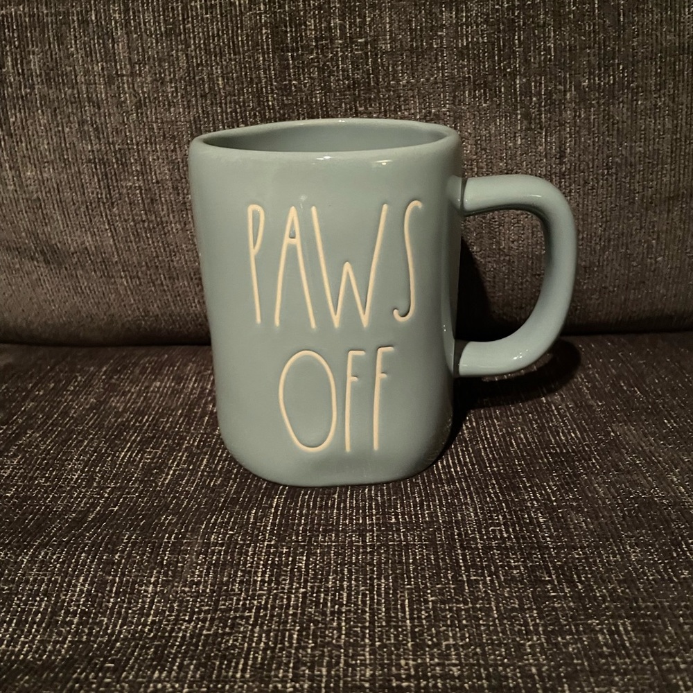 Rae Dunn blue paws off mug